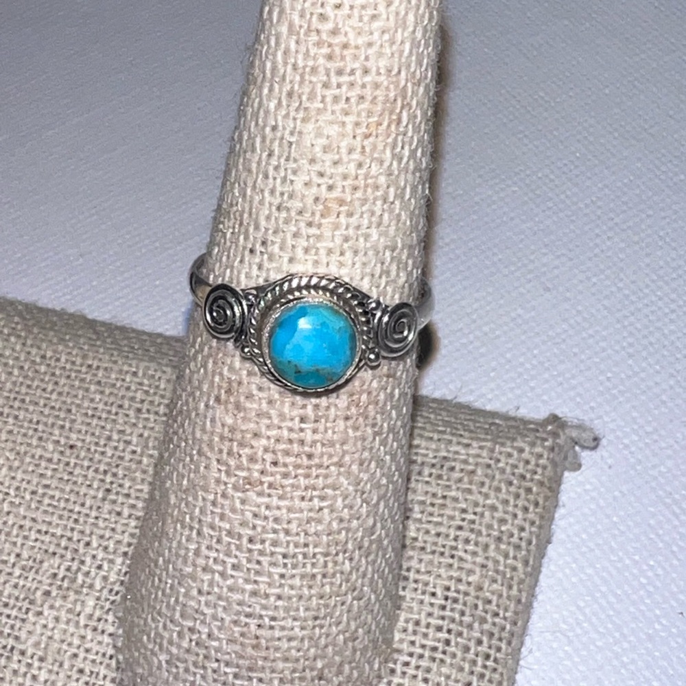 Genuine turquoise sterling silver ring